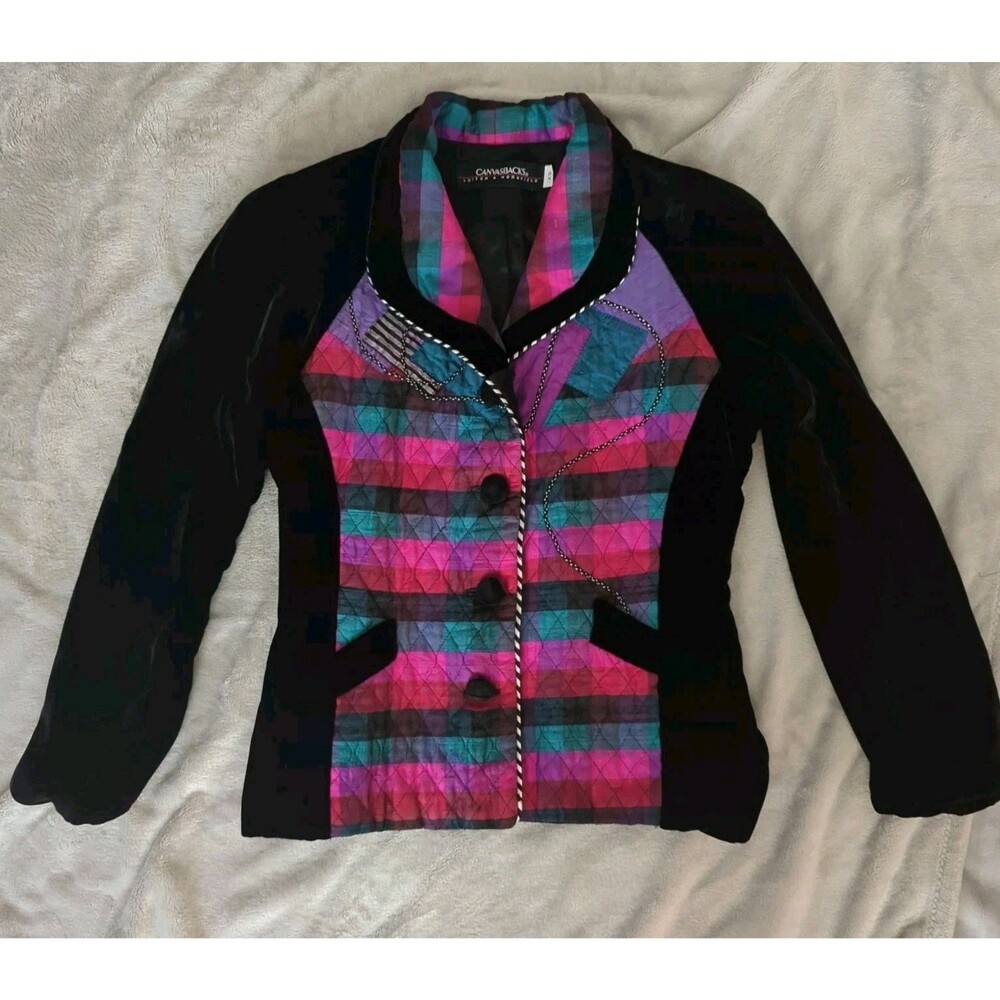 Canvasbacks Lutton & Horsfield XS Velvet Quilted Jacket Blazer Vintage 90s